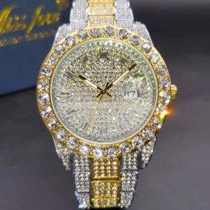 Men's Classic Business Iced Rhinestone Quartz Watch, Classic Fashion Wrist Watch